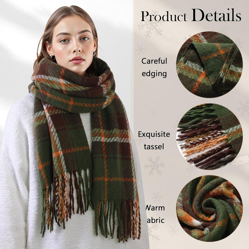 Pleneal Winter Scarf for Women, Scottish Checked Scarf Cashmere Feel Christmas Long Oversized Fashion Scarfs - Image 4